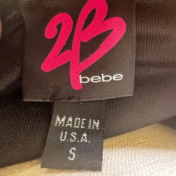 Vtg BEBE 2B Black Peplum Crop Cami Tank Made in USA Fairy Flare Indie Goth Y2K S - Picture 6 of 6